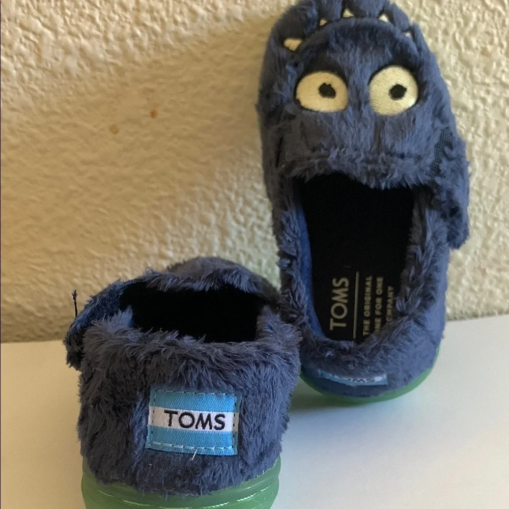 Toms Blue and Green Monster Slippers